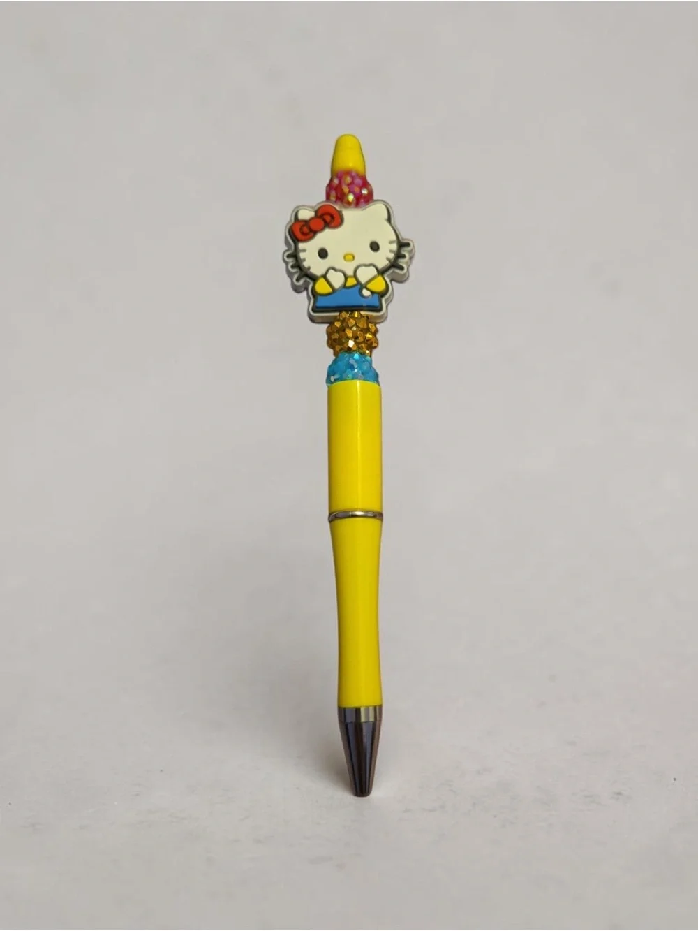 Hello Kitty Yellow Novelty Kids Ballpoint Pen with Character Topper new